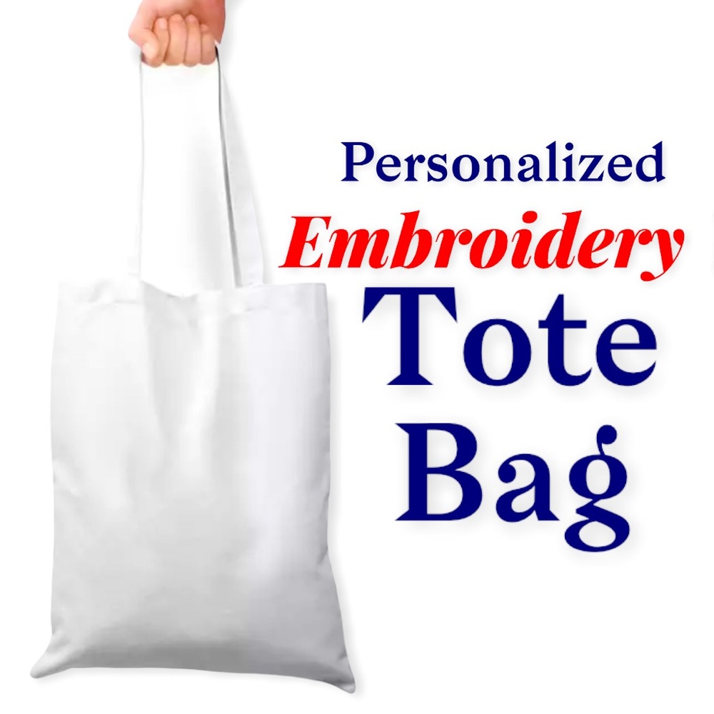 #1 PLAIN WHITE | Personalized embroidery tote bag for gift unisex school bag